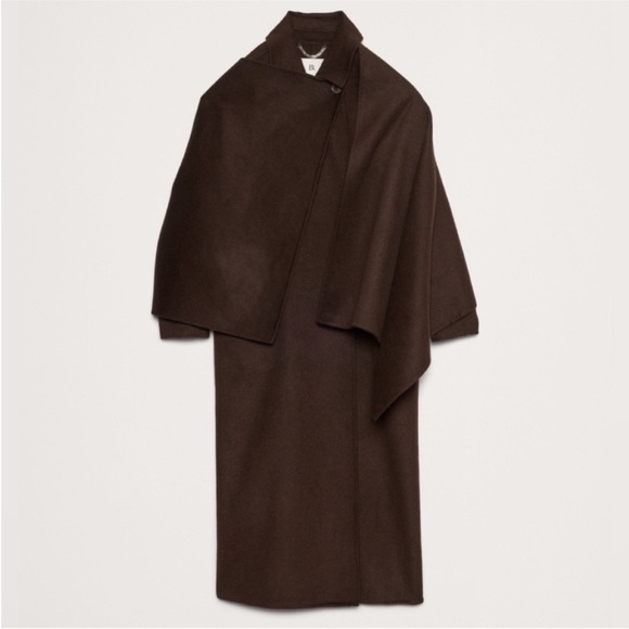 NWT! Banana Republic Chocolate Brown Oversized Double-Faced Wool Cape Coat - Picture 4 of 16
